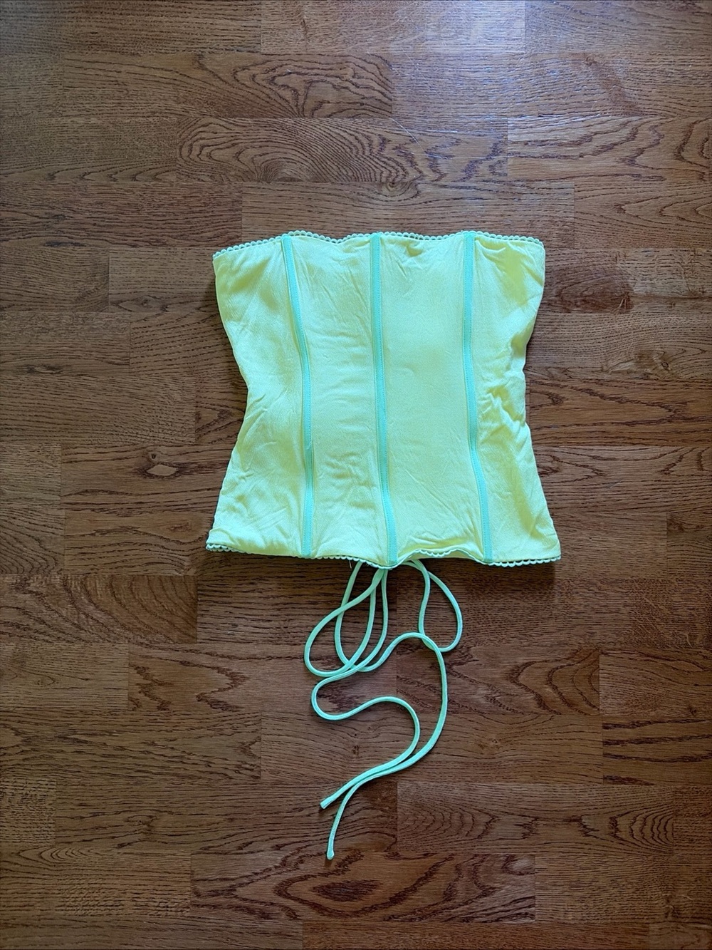 I Am Delilah Yellow Corset Bustier Ruby Citrus Top Lemon Lime Lace Up S Satin